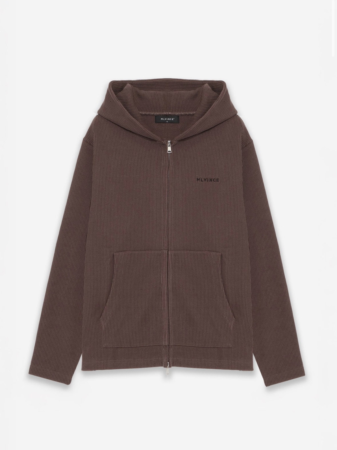 【MLVINCE】KNIT ZIP HOODY STONE BROWN
