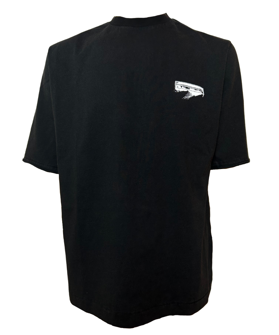 【WE11DONE 】Rider Jacket Print T-Shirt Black
