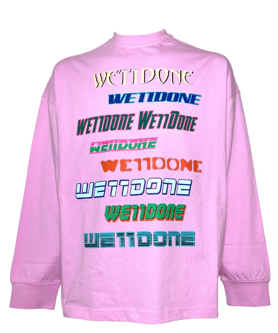 【WE11DONE 】MULTI LOGO LONG T-SHIRT LIGHT PINK