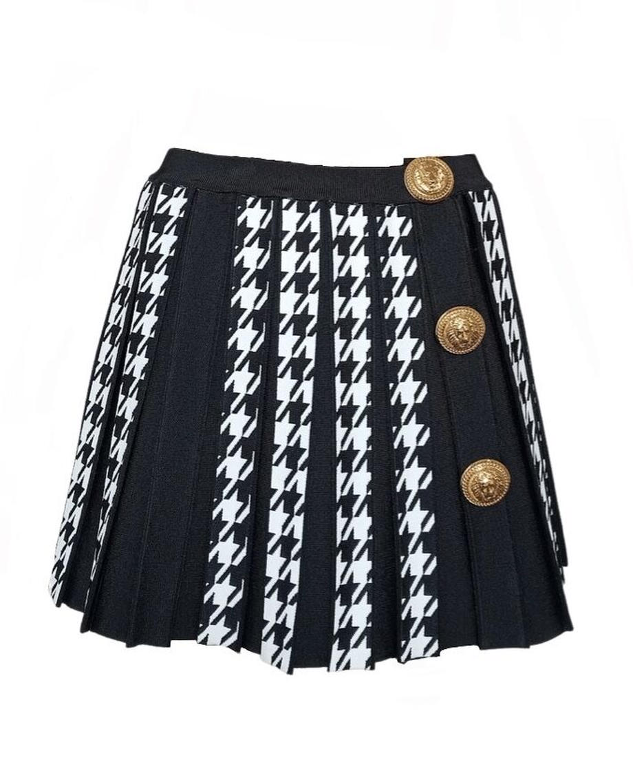【BALMAIN】千鳥柄プリーツスカート
