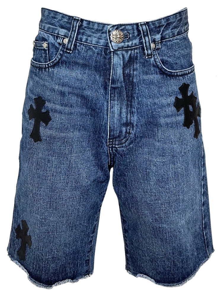 【CHROME HEARTS】クロスパッチ付きデニムハーフパンツ