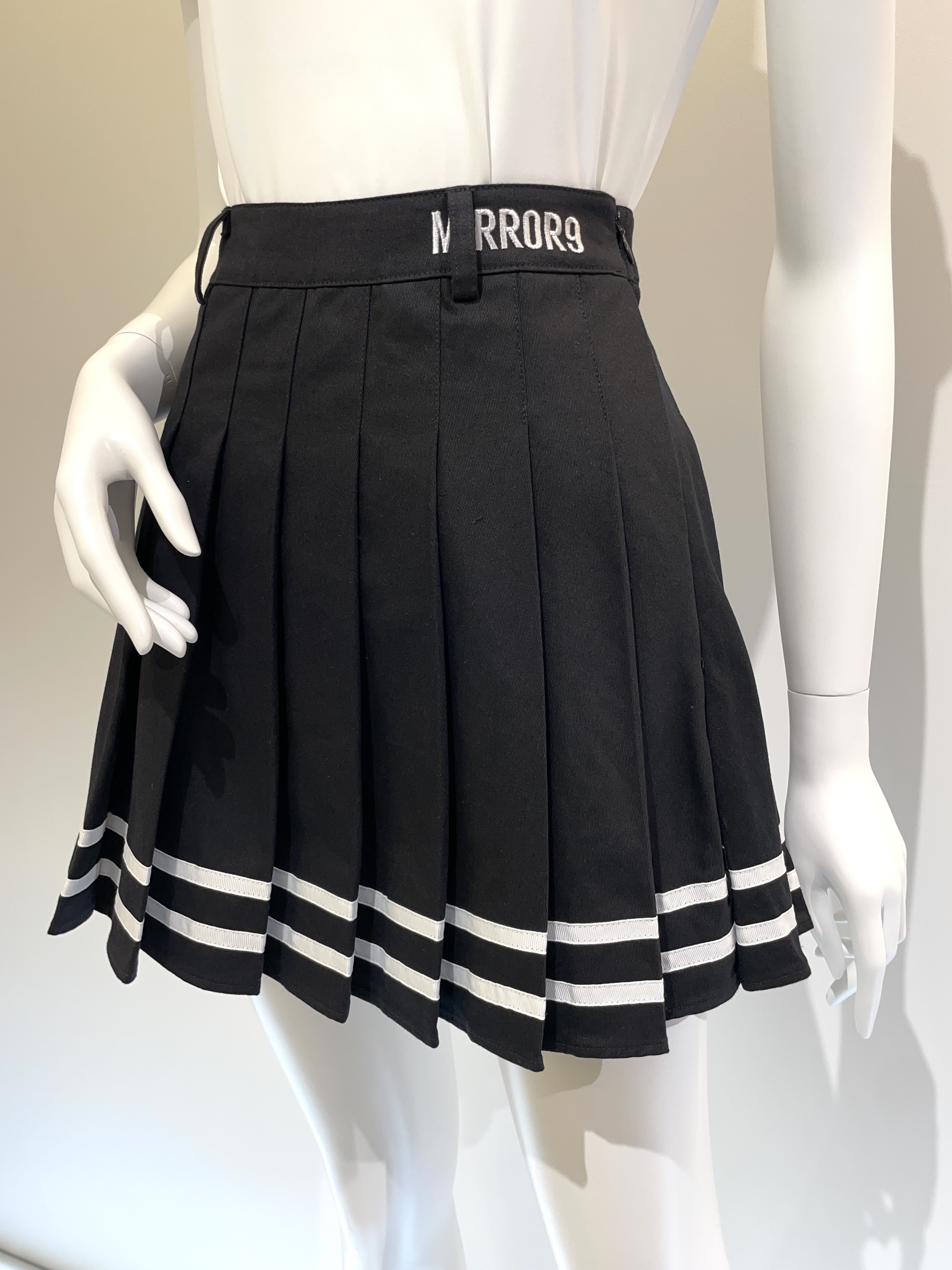 【MIRROR9】Marina pleats skirt BK