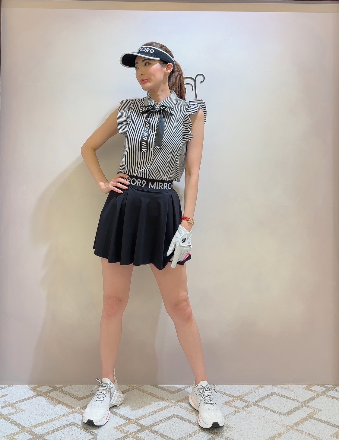【MIRROR9】Stripe design blouse  BK