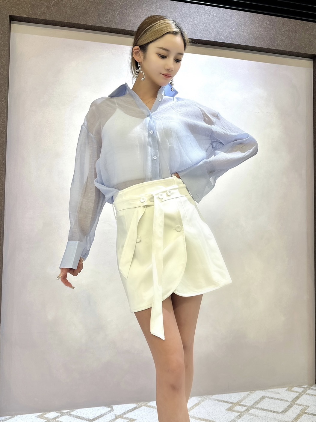 【ODREY】SHEER SHIRT BLUE