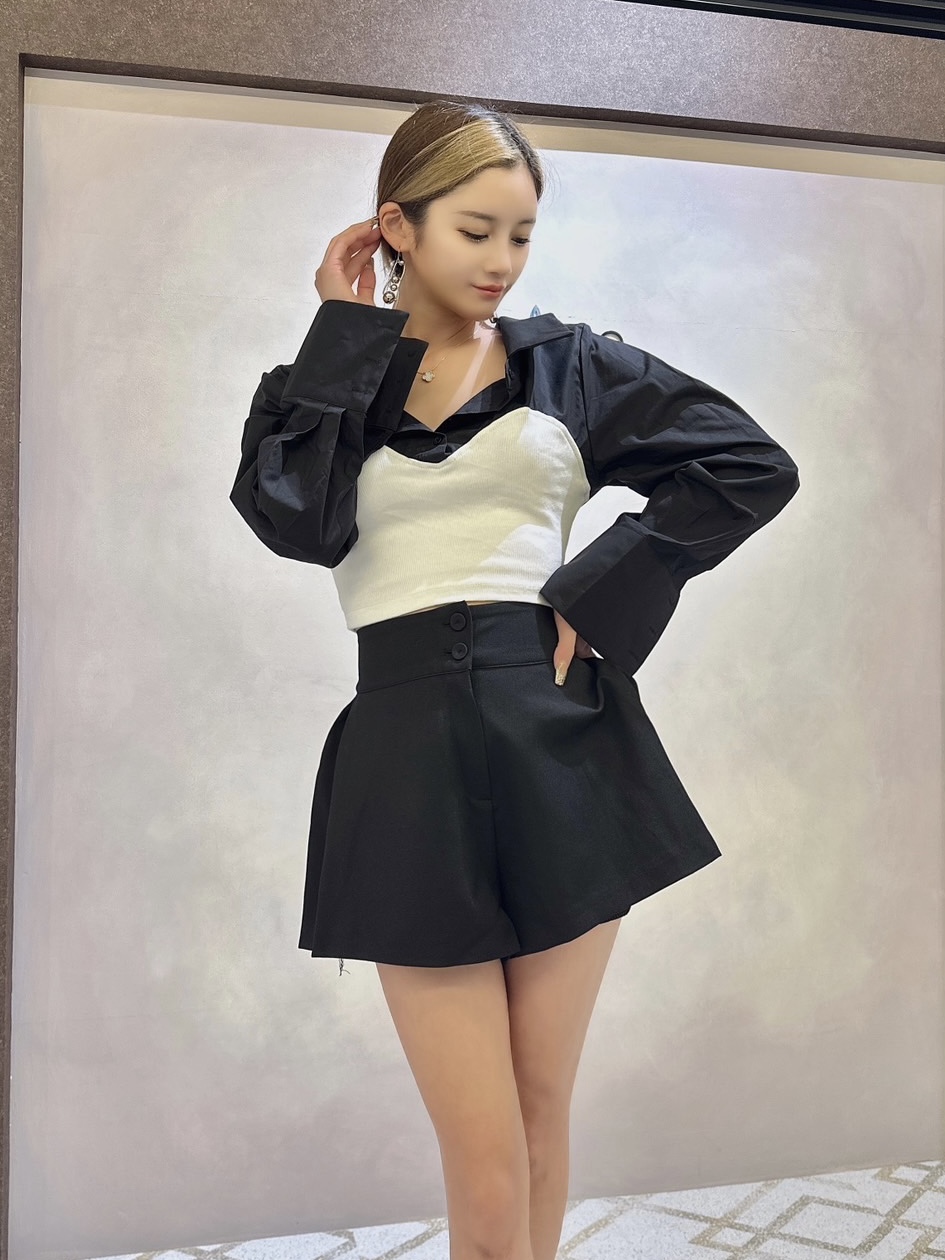 【ODREY】BUSTIER DOCKING SHIRT BLACK