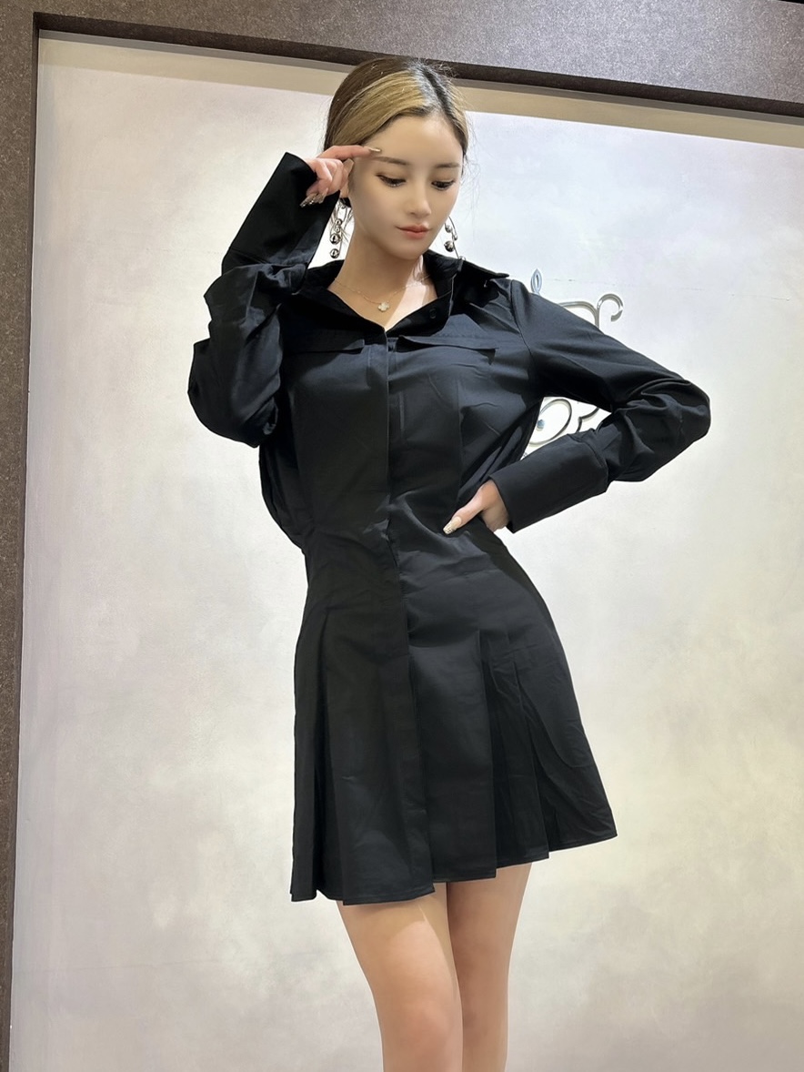 【ODREY】POCKET SHIRT ONE PIECE BLACK