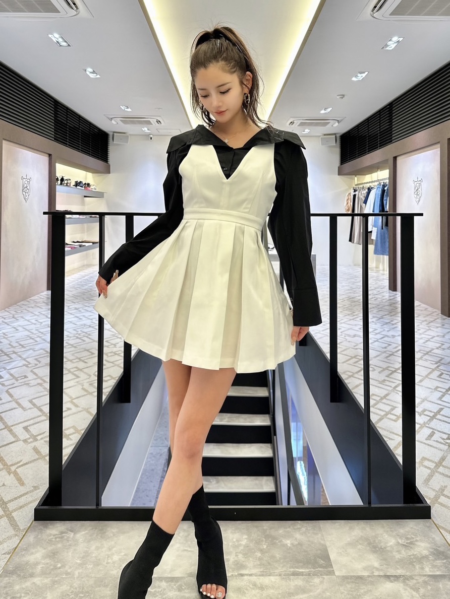 【ODREY】PLEATED ONEPIECE WHITE