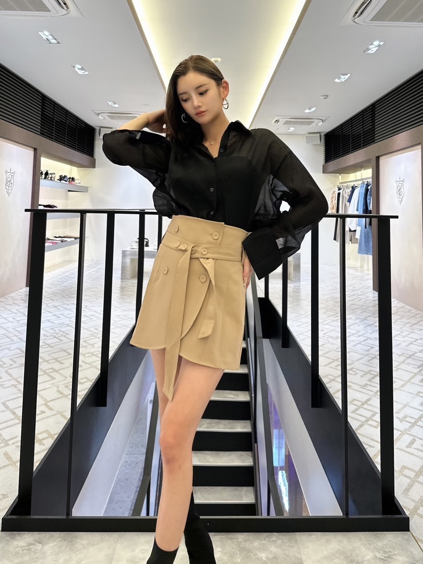 【ODREY】SHEER SHIRT BLACK