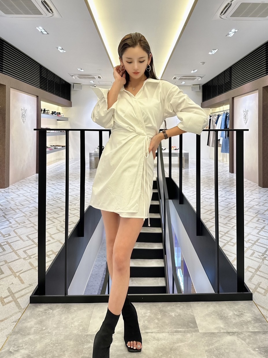 【ODREY】WRAP STYLE SHIRTS DRESS WHITE