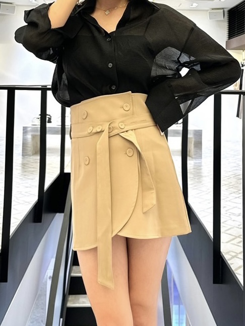 【ODREY】DOUBLE BUTTON MINI SKIRT CAMEL