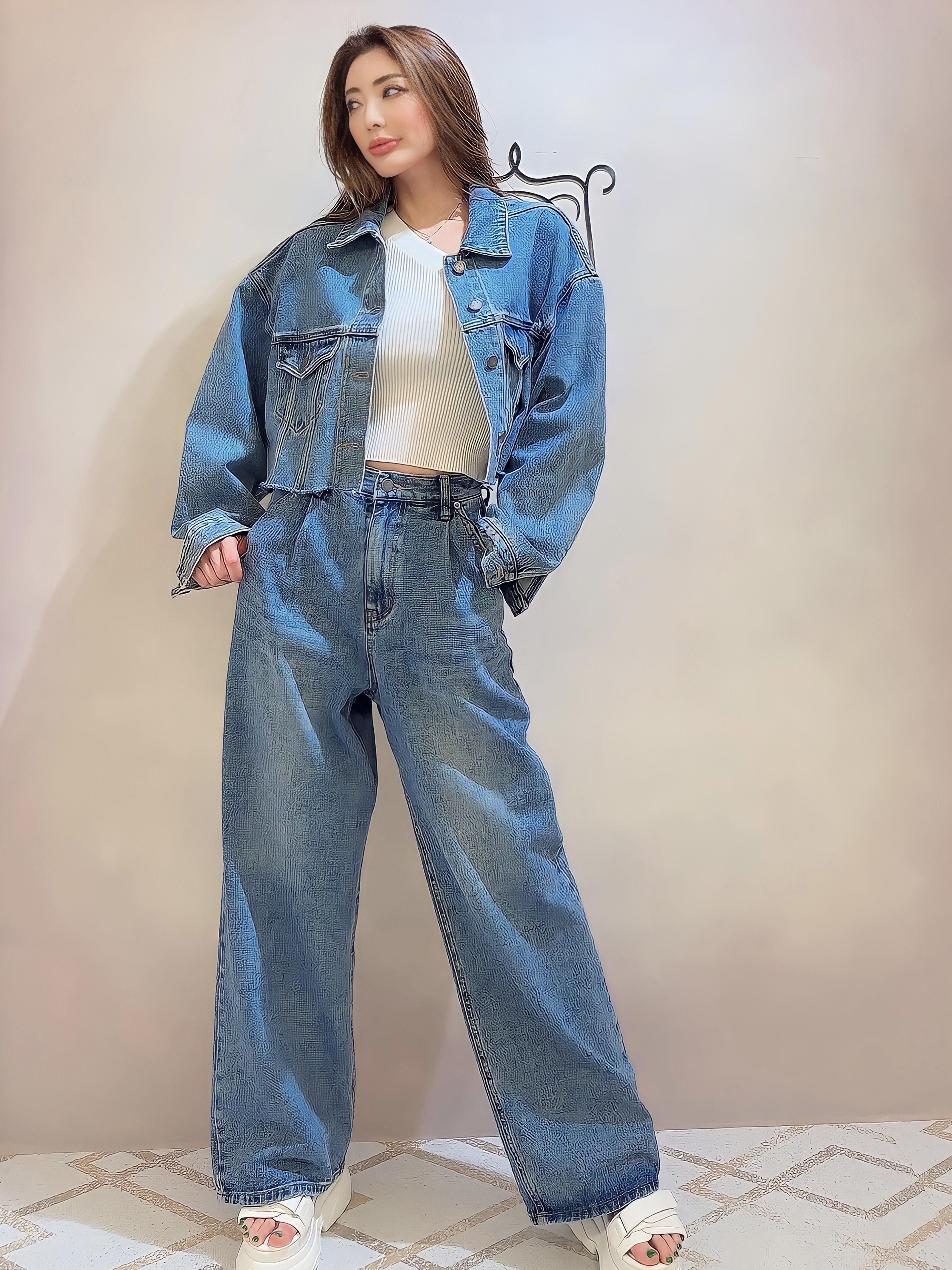 【MIRROR9】Denim short Jacket