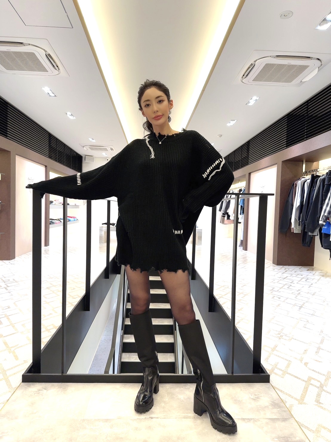 【MIRROR9 】Travis knit BLACK